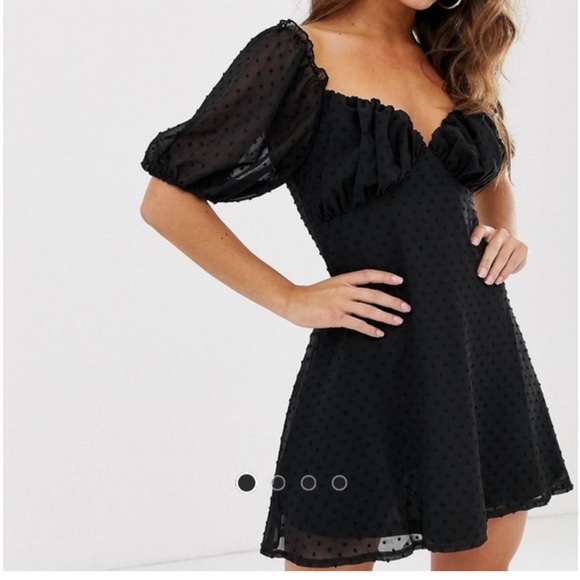 MISSGUIDED Black Sheer Polkadot BabyDoll Dress - Picture 5 of 5